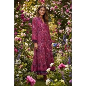 Frye & Co. Pheasant Pink Floral Maxi Dress. Size XL. Boho Western Canyon Style.